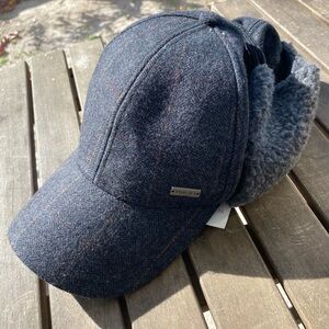 Men's Black Wool Cap with Ear Flaps